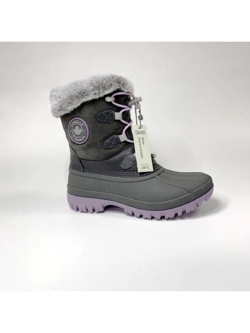 Cougar Gray and Purple Kids Snow Boots